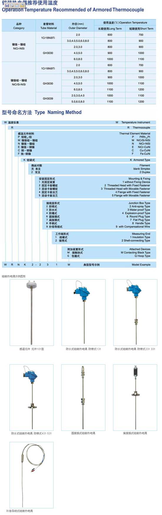 產品名稱：鎧裝熱電偶